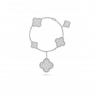 VAN CLEEF  ARPELS MAGIC ALHAMBRA BRACELET, 5 MOTIFS - WHITE GOLD, DIAMOND  VCARN9MQ00